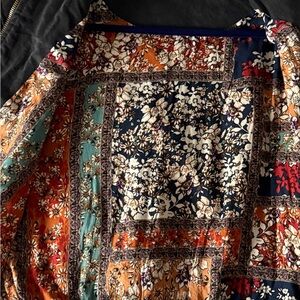 Easel Charcoal Mineral Wash Floral Patchwork lined Boho Zip Size M